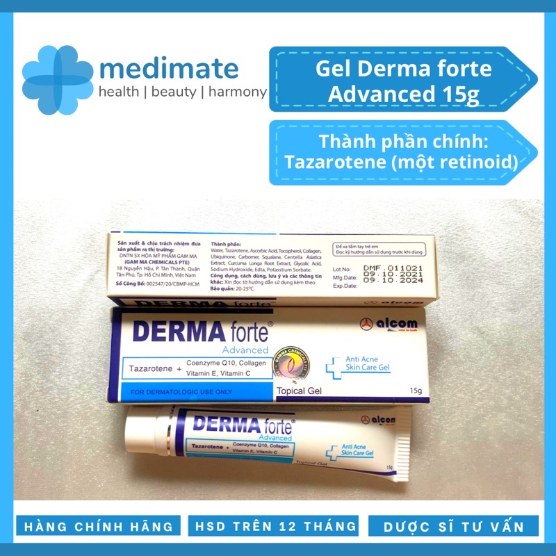 Gel Derma Forte và Derma Forte Advanced giảm mụn, mờ thâm, giảm bã nhờn 15g