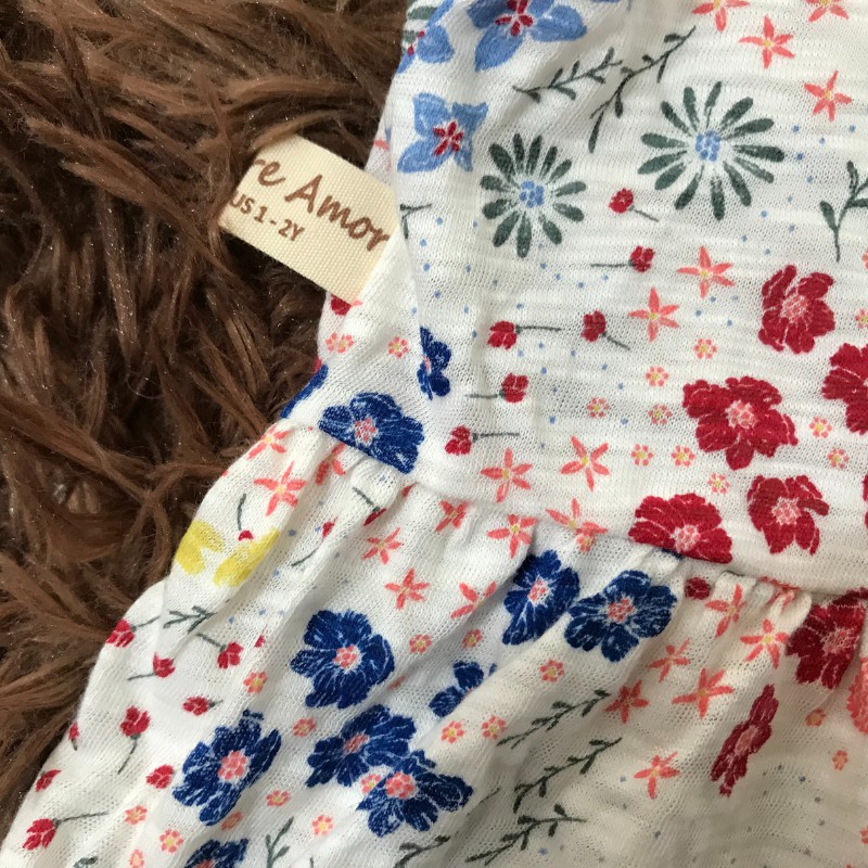 [SALE] Váy Cánh Tiên Hai Dây Xuất Dư Cho Bé 1-7 Tuổi - Hình Thật - Mẫu Trắng Hoa Đỏ