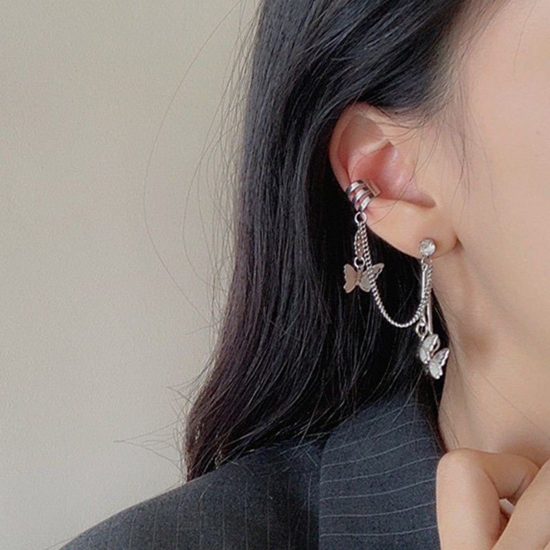 Bông tai dài mặt hình bướm tua rua phong cách Hàn Quốc ngọt ngào thời trang
