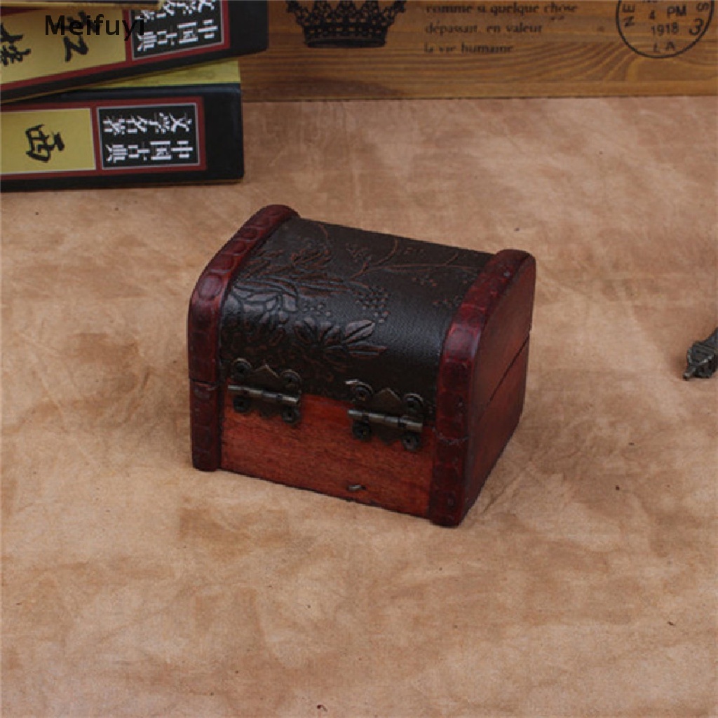 [Meifuyi] Hot Wooden Vintage Treasure Chest Wood Jewellery Storage Box Case Organiser Ring COD