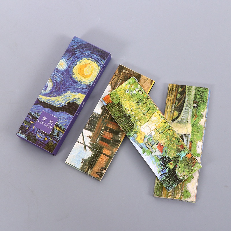 Hộp 30 / Hộp Thẻ Giấy Đánh Dấu Trang Sách Hình Tranh Van Gogh Hayao Miyazaki