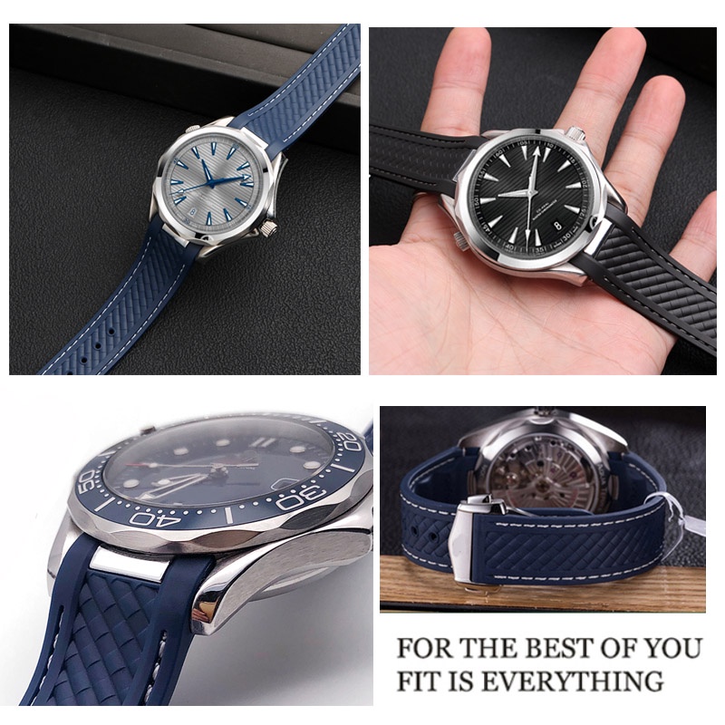 Dây Đeo Đồng Hồ Bằng Cao Su Silicone Đầu Cong 20mm Cho Ome GA Strap Seamaster 300 AQUA TERRA AT150 8900