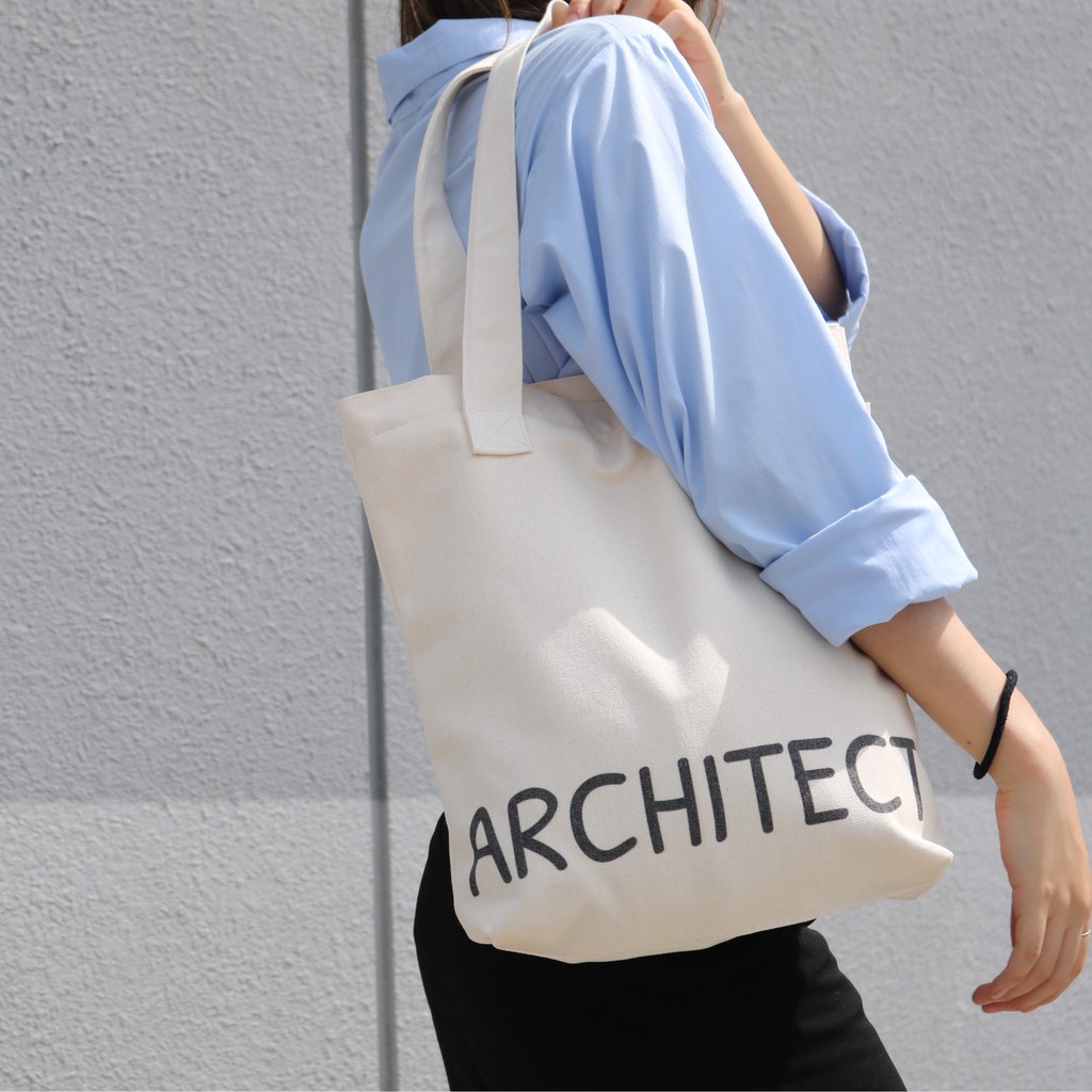 Túi tote ARCHITECT vải canvas mộc Tadi house vintage style