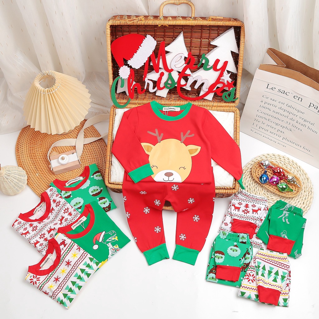 [SALE] Bộ Giáng Sinh Cho Bé Trai, Bé Gái KIMCHIBABY Vải Cotton 100%, Đồ Bộ Cho Bé Noel 2021 KWTD2114