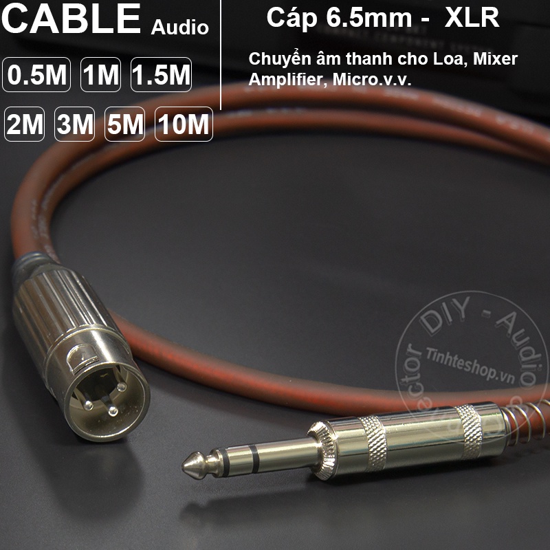 Dây 6ly stereo ra XLR đực DIY 0.5M đến 5M - Audio 6.35mm stereo to XLR male cable