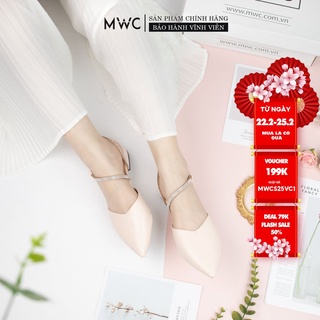 Giày búp bê nữ quai mảnh phối viền đá MWC NUBB- 2194
