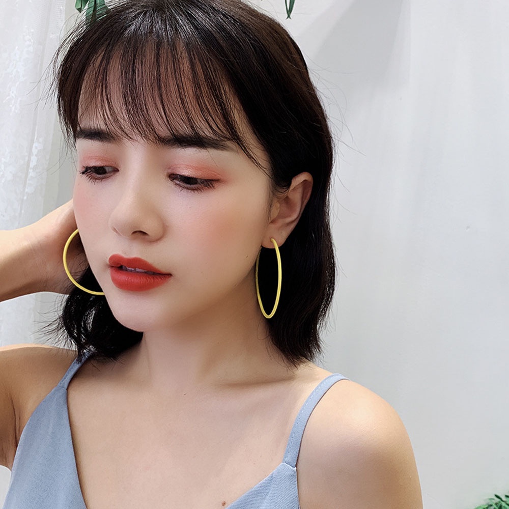 AROMA Classic Hoop Earrings Blue Yellow Green Fashion Accessories Ear Studs Diameter 6CM Women Big Circle Party Wedding Candy Color Jewelry/Multicolor