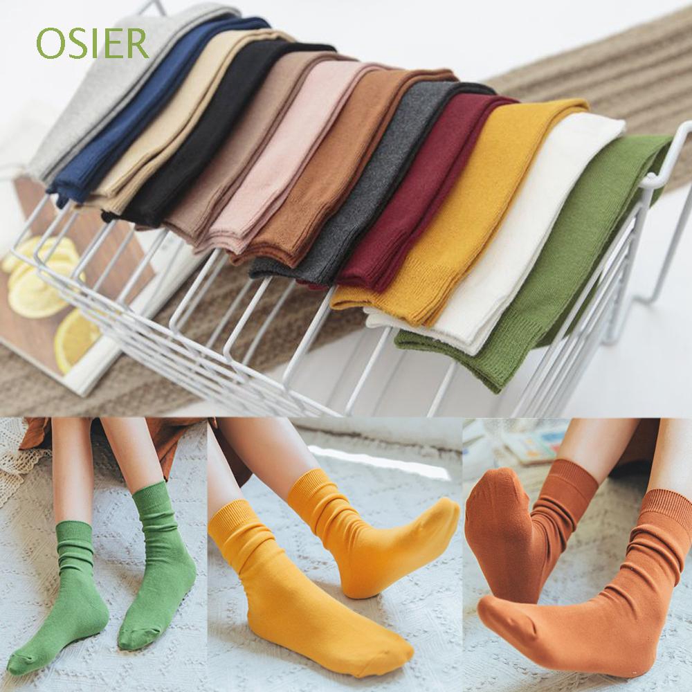 Đôi tất chân cotton thoáng mát màu trơn thời trang cho nữ