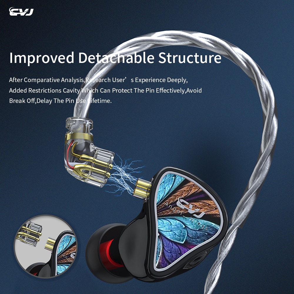 CVJ Angel Wings Hybrid Driver Units Earphones HIFI In Ear Sports Headset Noise Cancelling Earbuds For CSK CCA NRA CSN CA2 CSK C12 C10