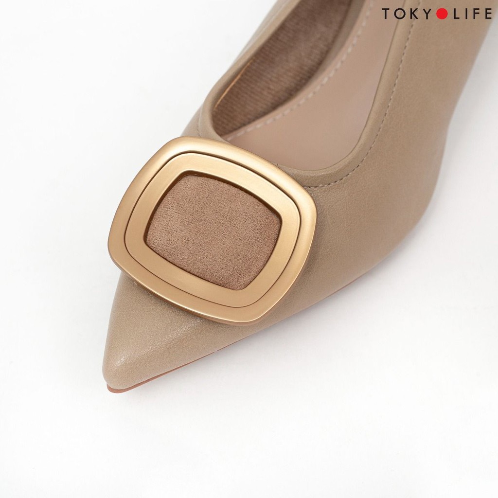 [Mã WABRTTET1 giảm 10% đơn 250K] Giày cao gót nữ TOKYOLIFE mũi nhọn E9SHO600I màu trắng kem .