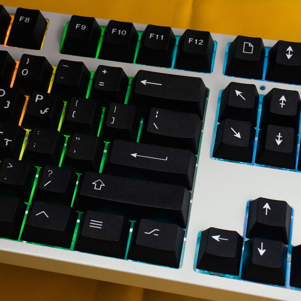 Bộ Keycap White On Black WOB 129 Phím Chất Liệu PBT Cherry Profile in Dye Sub Màu Đen Chữ Trắng