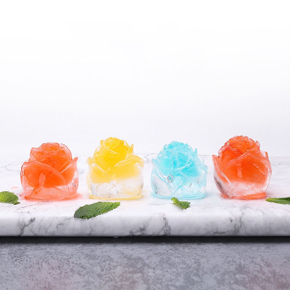 Khuôn silicone làm đá viên hình hoa hồng 3d tái sử dụng