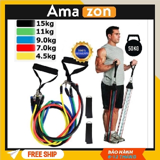 Dây tập gym đa năng, bộ 5 dây tập gym đàn hồi tập thể lực ngũ sắc chính hãng