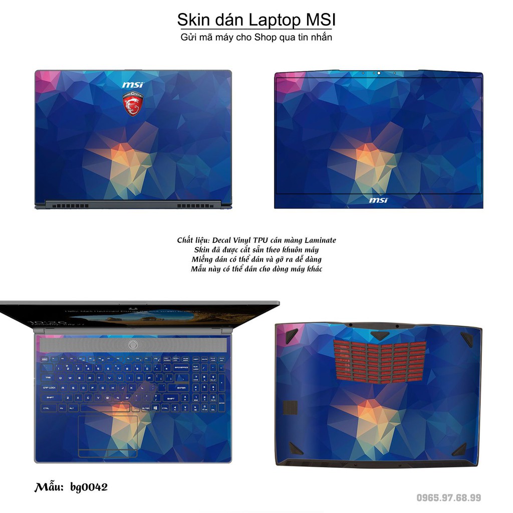Skin dán Laptop MSI in hình Vân kim cương nhiều mẫu 2 (inbox mã máy cho Shop)