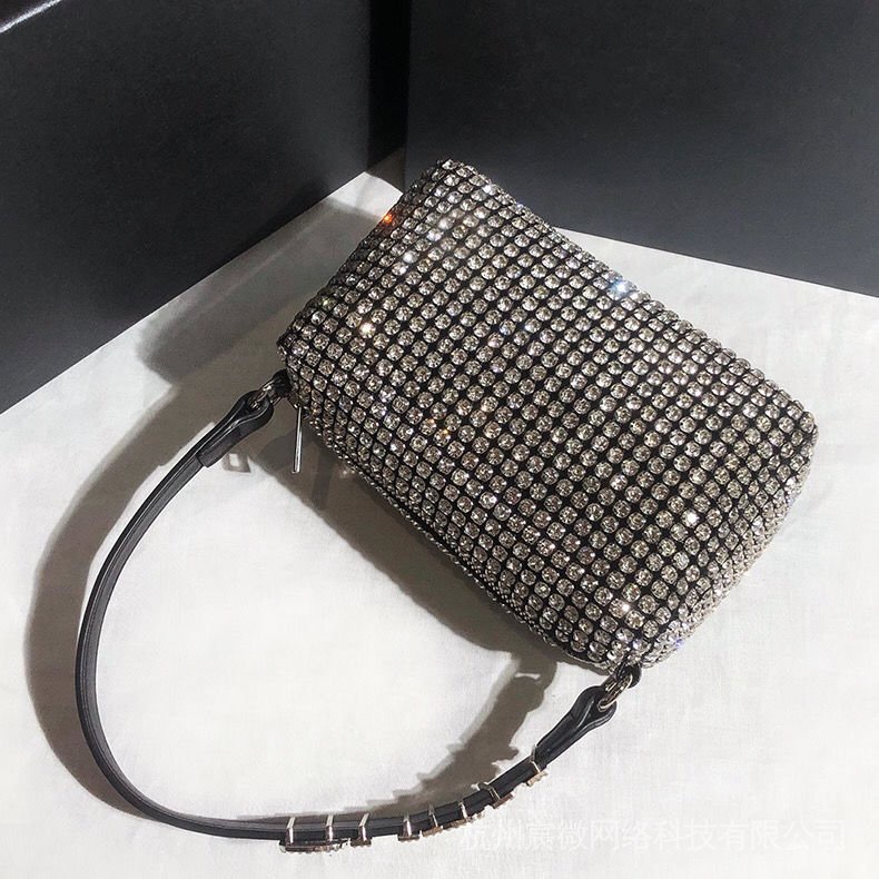 Túi Xách Đeo Vai Hình Vuông Nhỏ Gọn Đính Đá Lấp Lánh Phong Cách Mới 2021 Thời Trang Cho Nữ
