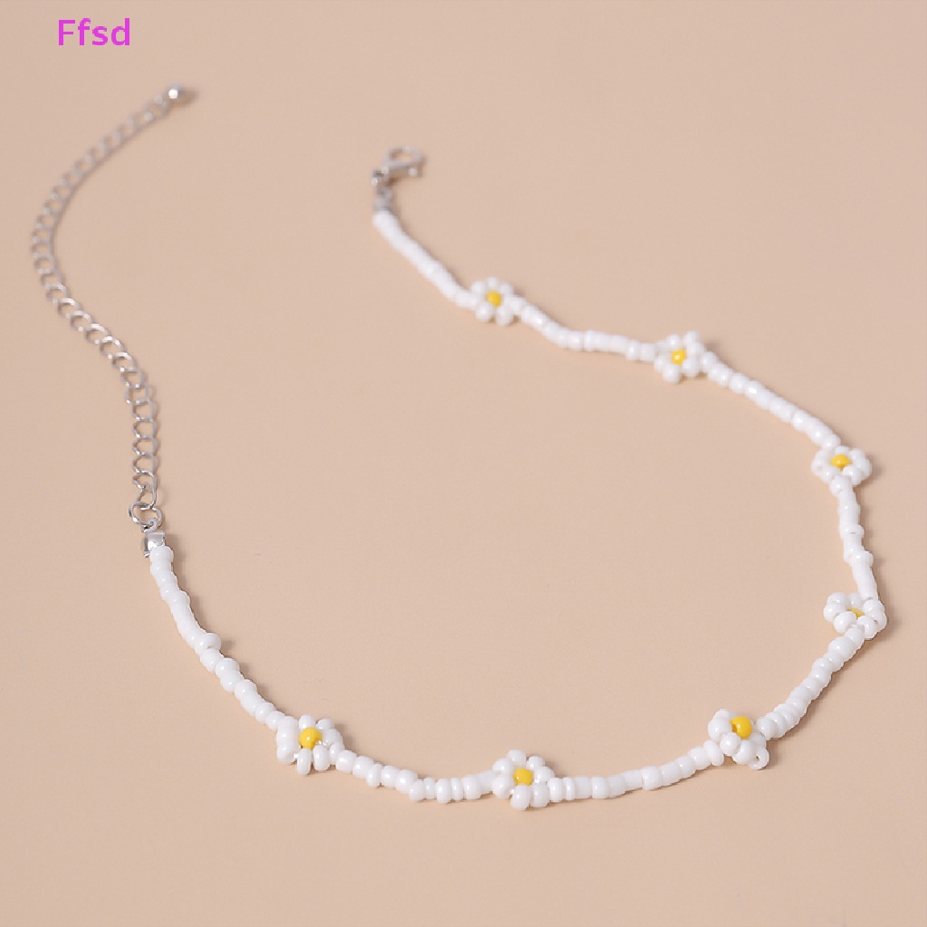 {Ffsd} Vòng Cổ Choker Xỏ Hạt Hình Hoa Cúc Handmade Phong Cách Bohemian Dành Cho Nữ