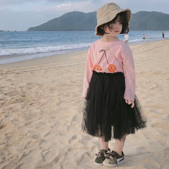 Chân Váy Xòe Phối Lưới Xinh Xắn Cho Bé Gái