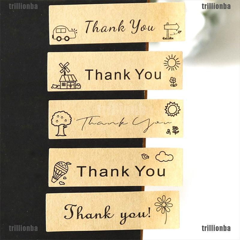 （trillionba）120pcs Kraft Thank You Stickers Creative Handmade Craft Envelope Sealing Labels