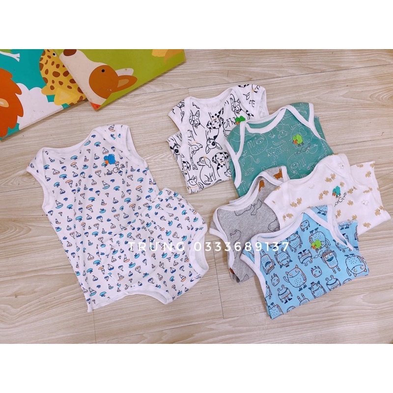 Bộ hè bé trai Hột gà  cotton mát hoạ tiết dễ thương size 5-8kg
