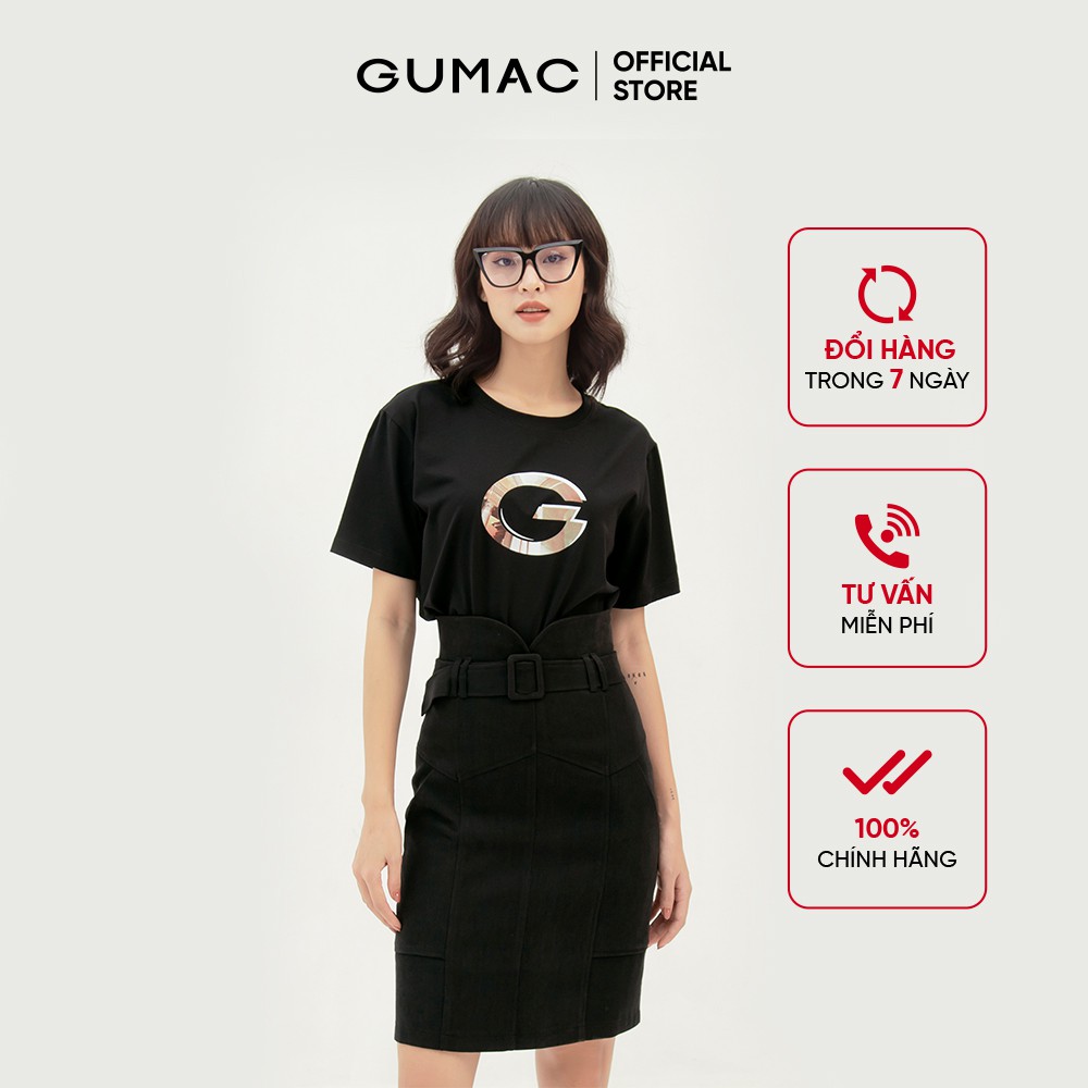 Chân váy suông nữ phối đai lưng GUMAC dáng chữ A basic nhiều màu VB390 | BigBuy360 - bigbuy360.vn