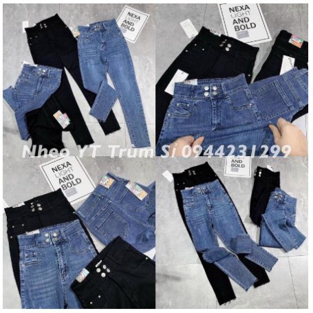 [GIÁ XƯỞNG SIÊU RẺ] Quần Jean Thời Trang Nữ 4 Khuy Hàng Mới Cạp Cao Chất Liệu Co Gian Tôn Dáng Phong Cách Hàn Quốc