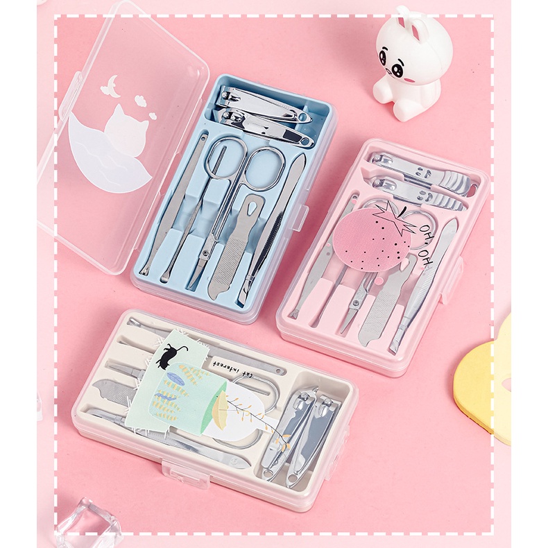 Bộ Dụng Cụ Bấm Móng 7 Món Hộp Nhựa Họa Tiết Trái Cây Xinh Xắn - Dumi Shop