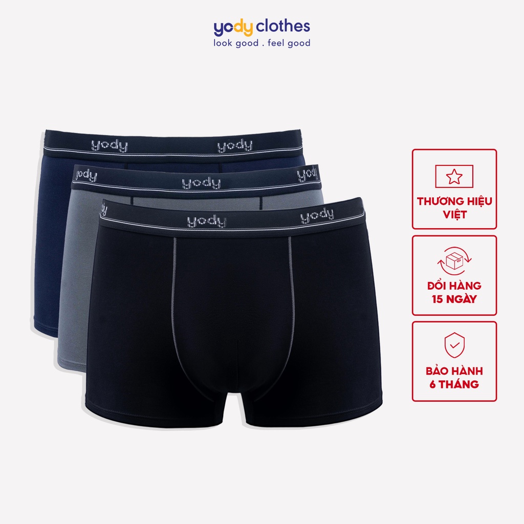 Combo 2 quần lót nam YODY boxer bo kẻ chất liệu bamboo an toàn QCM4005