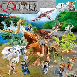 Bộ 8 khủng long và 8 nhân vật cực đẹp dinosaur đồ chơi lắp ráp xếp hình