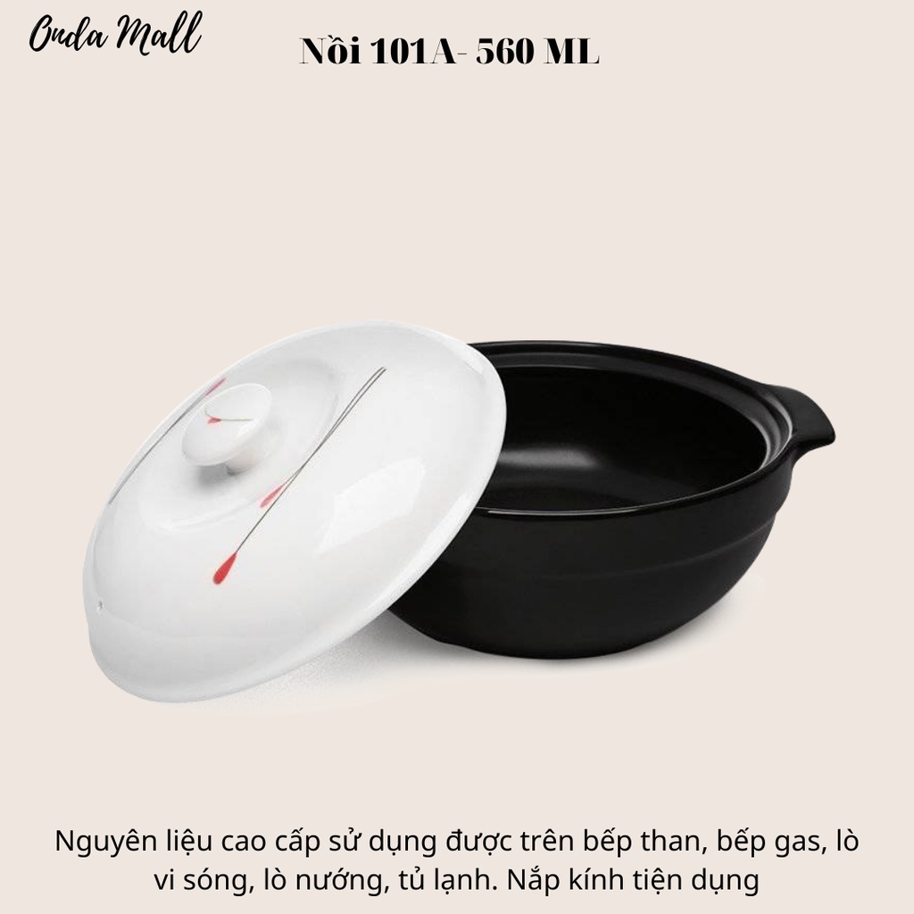 Nồi Đất Tucbeghi 101A Nắp Sứ Hoa Nấu Mì Cay Nấu Cháo Bột