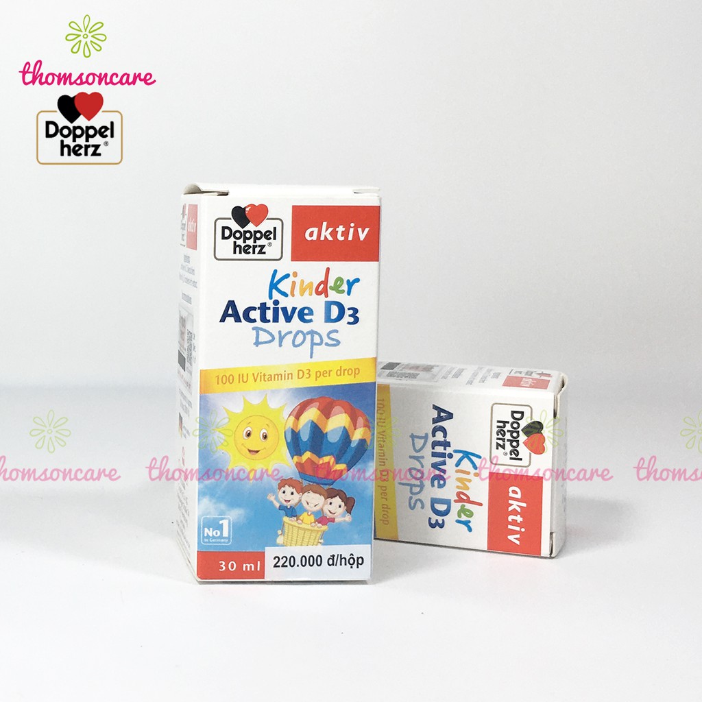 Bổ sung Vitamin D3 cho bé, Kinder Active D3 - Nhập khẩu Aktiv Doppelherz từ Đức, phát triển chiều cao, hấp thụ canxi