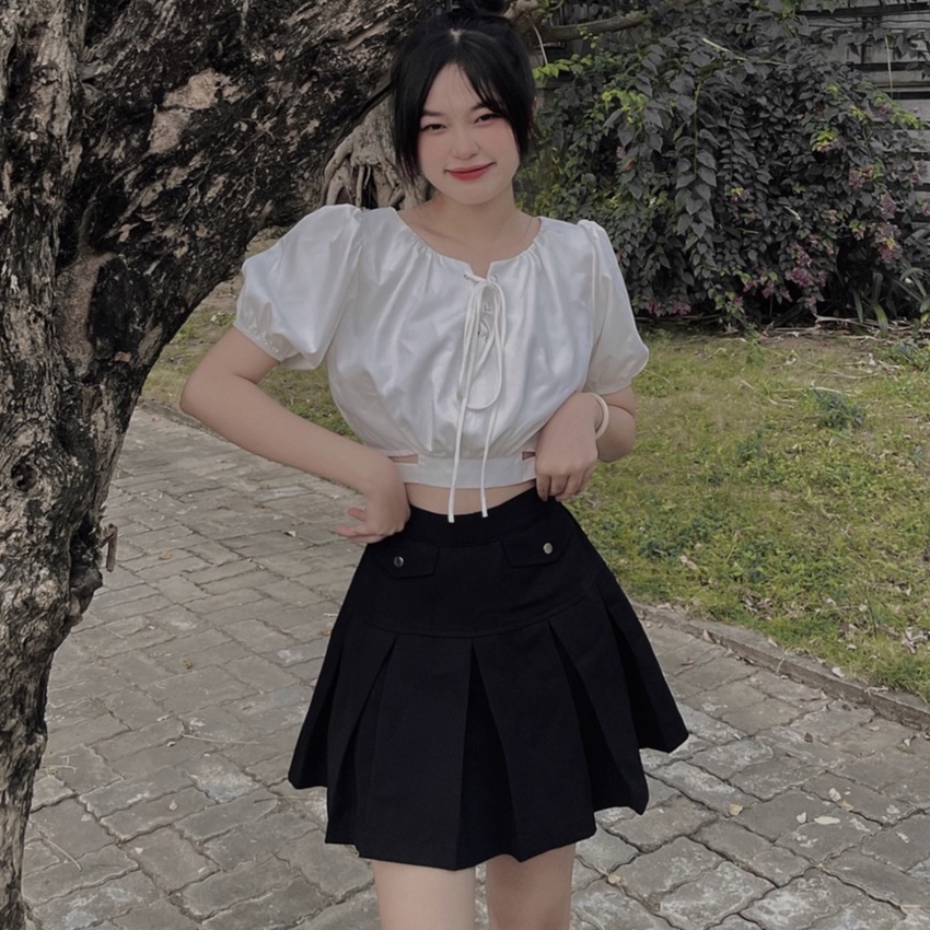 THE FANCE | Váy xếp ly có quần trong chống nhăn DOUBLE LETTERS SKIRT
