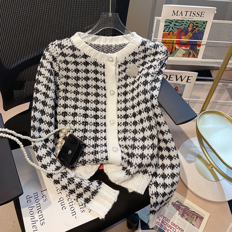 Áo Khoác cardigan Dệt Kim Phối Nút Hình Trái Tim Phong Cách Hong Kong Thời Trang Mùa Thu