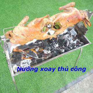 Bếp nướng than hoa ngoài trời TBS 2 chế độ nướng vừa nướng xoay tay vừa nướng vỉ tiện dụng làm bằng INOX 100%