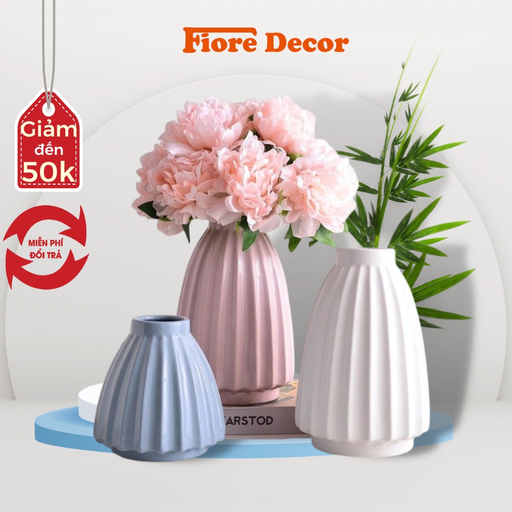 Bình cắm hoa gốm sứ phong cách Bắc Âu decor trang trí, làm quà tặng fiore