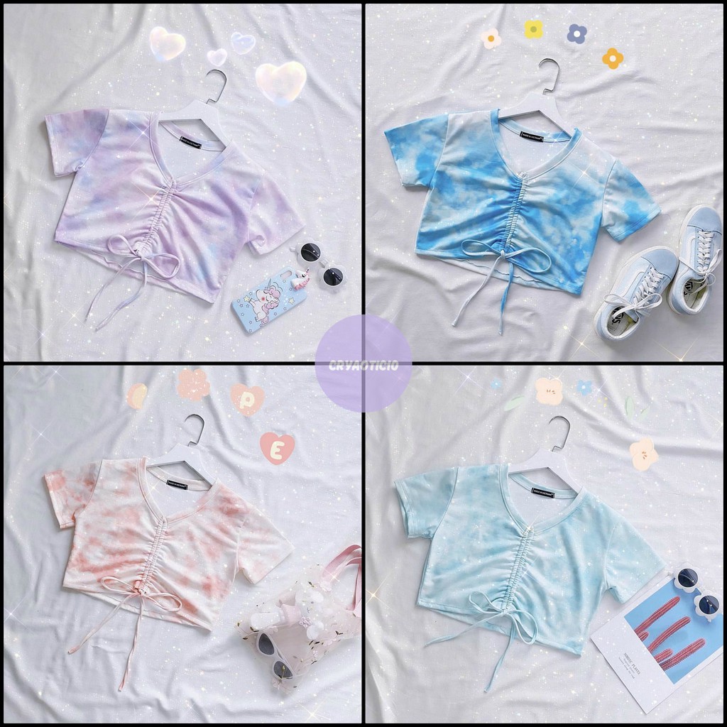 Áo croptop dây rút loang màu Tie Dye hot hit