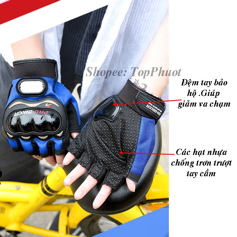 Găng tay Nửa ngón Phượt Probiker Thể thao lái xe, vận động ngoài trời