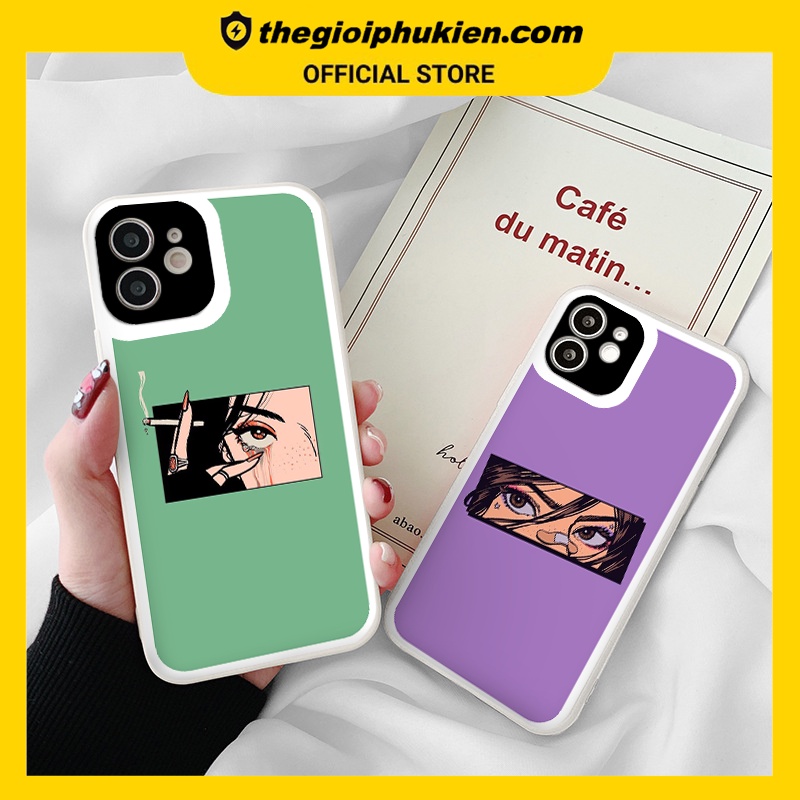 Ốp iphone - Ốp lưng iphone cạnh vuông viền camera Đôi mắt cô gái dành cho ip 6 đến 14promax - ng084