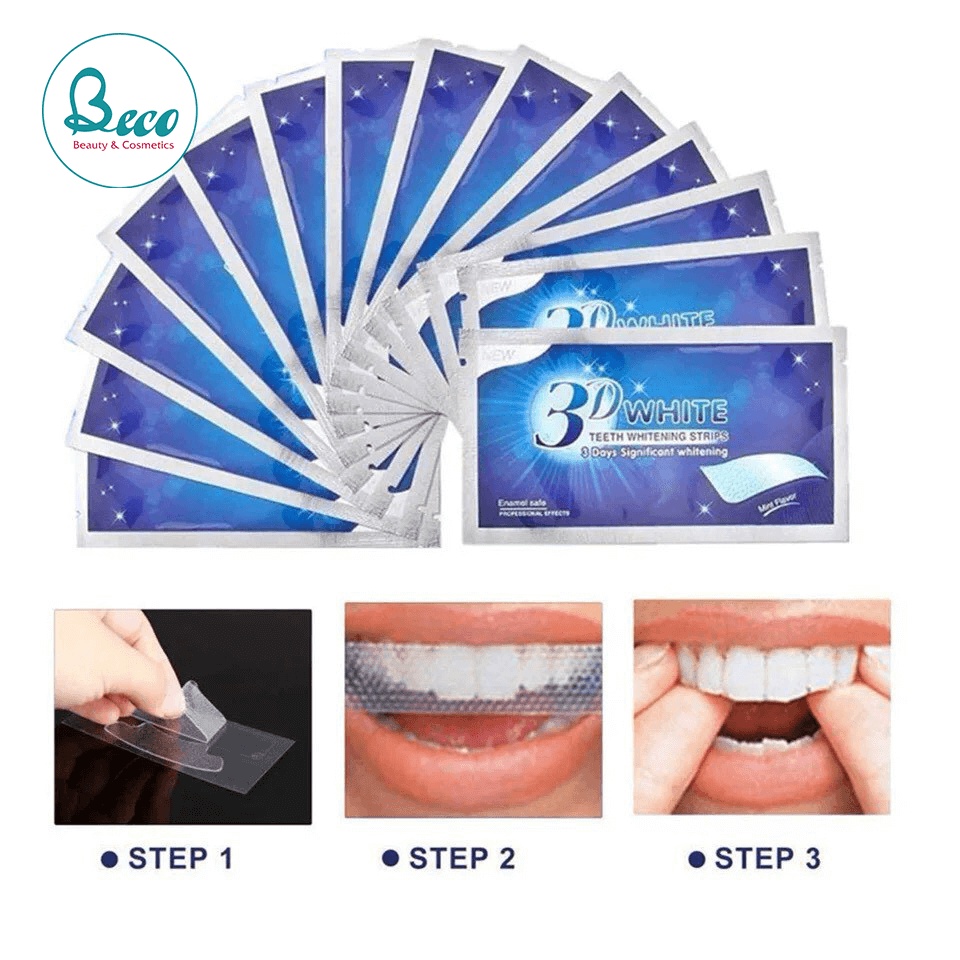 Miếng dán trắng răng tiện lợi 3D White Teeth Whitening Strips chính hãng, hiệu quả vượt trội