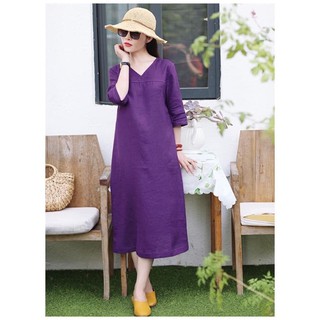 Đầm Suông Có Thắt Eo Chất Liệu Lanh/Linen