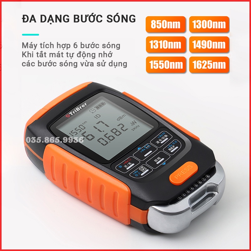 Máy đo công suất quang kèm soi VFl 15km - Test RJ45 | Máy đo mini nhỏ gọn - Hàng chính hãng Tribrer