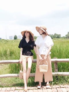 Áo linen cột nơ ( S M )