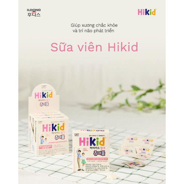 Sữa Hikid Milk Chewable 60 viên kẹo thơm ngon bổ dưỡng cho bé từ 3-12 tuổi