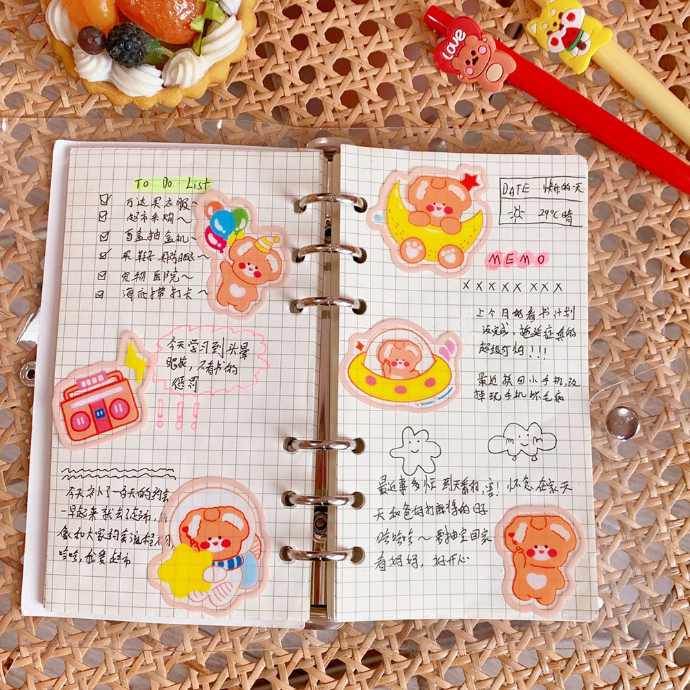 Sticker PVC Set 40 Miếng Không Thấm Nước Cute Bear Cub