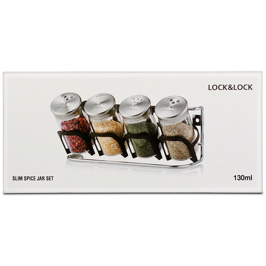 Lock&Lock- Bộ 4 lọ thủy tinh đựng gia vị LLG842 dung tích 130ml, hàng chính hãng