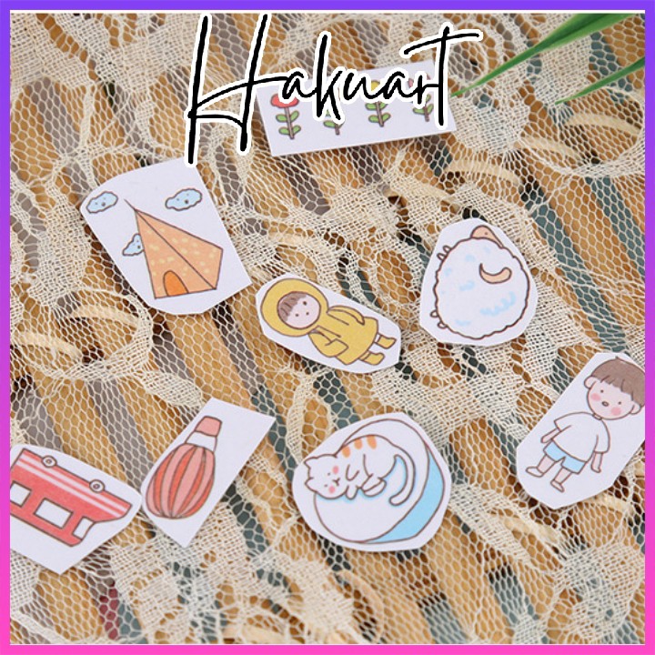 Set Dây 50 miếng sticker hoạt hình đáng yêu trang trí sổ nhật ký DIY - Họa Cụ Hakuart