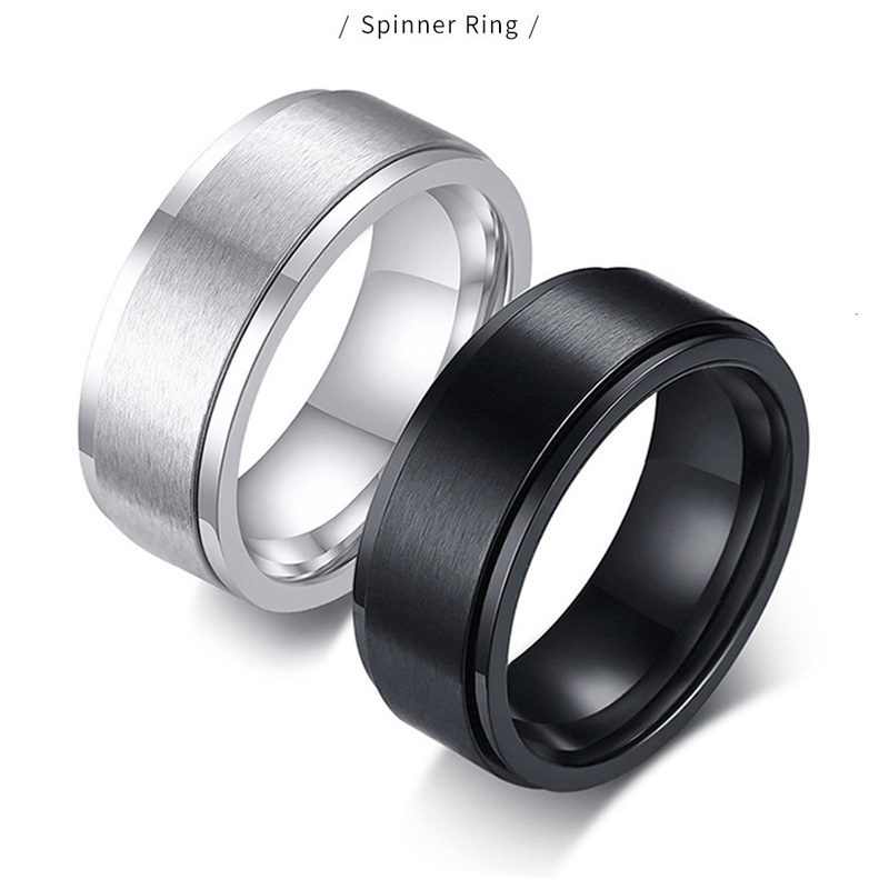 Nhẫn Xoay Bằng Thép Không Gỉ 8mm Giải Tỏa Căng Thẳng Dành Cho Nam
