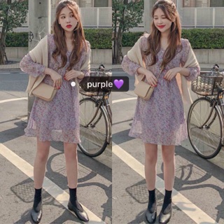 Đầm voan xoè hoa tím