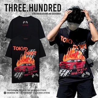 Áo Thun Tokyo Drift Màu Đen In Hình Xe Và Lửa Nhiều Màu Chất Liệu 100% Cotton Thoáng Mát Form Rộng Thoải Mái