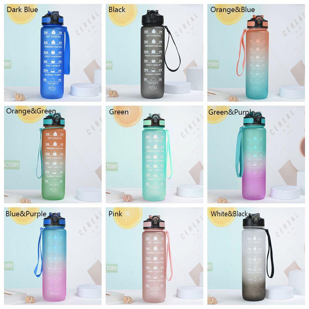Bình Đựng Nước 1000ml Dung Tích Lớn Màu Gradient Dành Cho Học Sinh / Cắm Trại / Du Lịch / Thể Thao Ngoài Trời