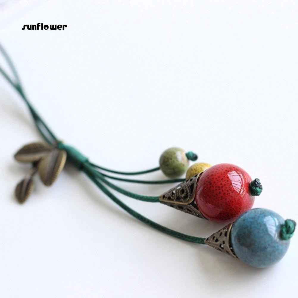 Vòng cổ Hạt Gốm Hình Lá Cho Nữ